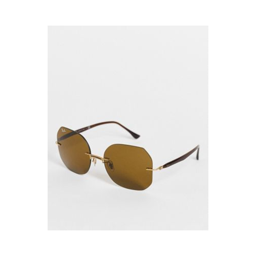 Большие женские солнцезащитные очки в прямоугольной оправе коричневого цвета Ray-Ban 0RB8067-Коричневый