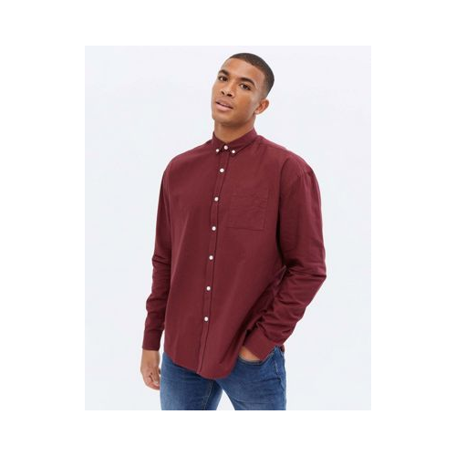 Бордовая оксфордская рубашка навыпуск с длинными рукавами New Look Красный