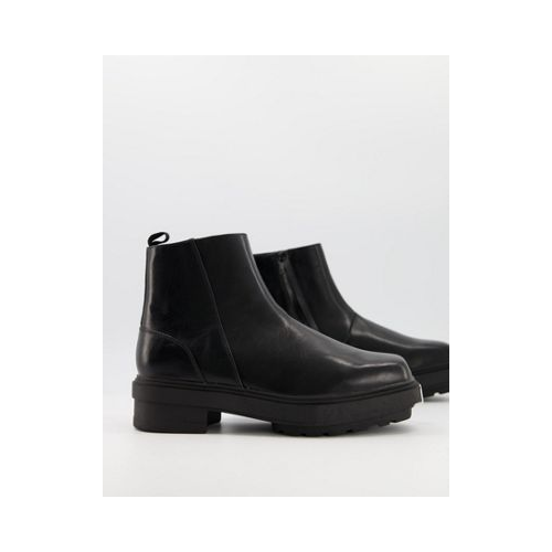 Ботинки челси на массивной подошве без застежки с металлическим носком ASOS DESIGN-Черный цвет