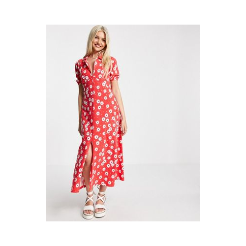 Чайное платье миди красного цвета с цветочным принтом ASOS DESIGN Ultimate-Multi