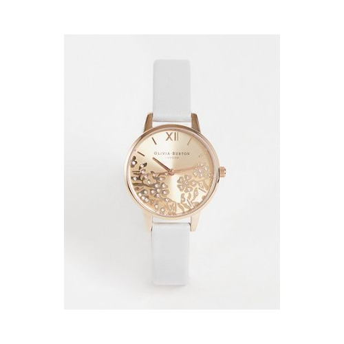Часы с нежно-розовым кожаным ремешком и бледно-розовым золотистым циферблатом Olivia Burton Разноцветный