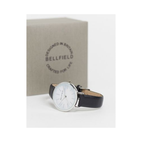 Часы с ремешком из искусственной кожи и серебристым циферблатом Bellfield-Черный цвет
