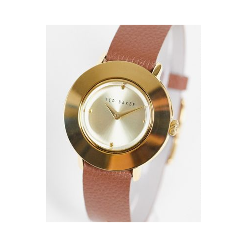 Часы с золотистым корпусом из нержавеющей стали с двусторонним кожаным ремешком Ted Baker-Коричневый цвет