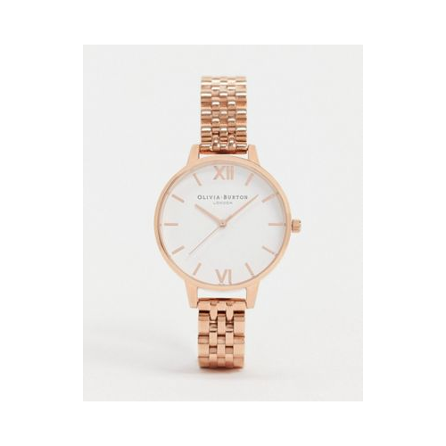 Часы цвета розового золота с белым циферблатом Olivia Burton OB16DEW01