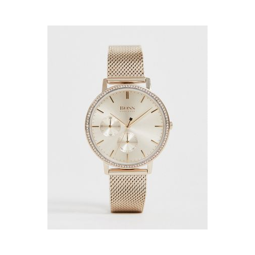 Часы цвета розового золота с сетчатым браслетом BOSS 1502519 Infinity