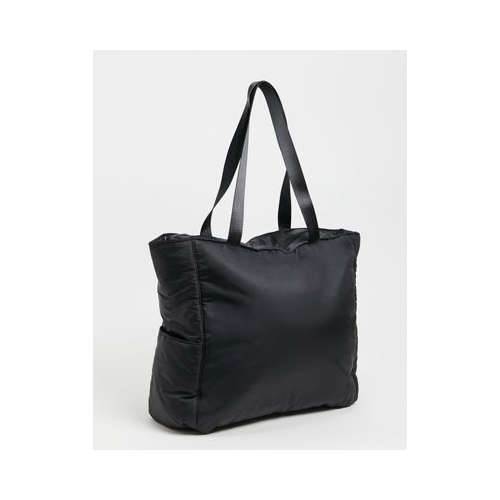 Черная нейлоновая сумка-тоут с мягким уплотнителем и боковыми карманами ASOS DESIGN