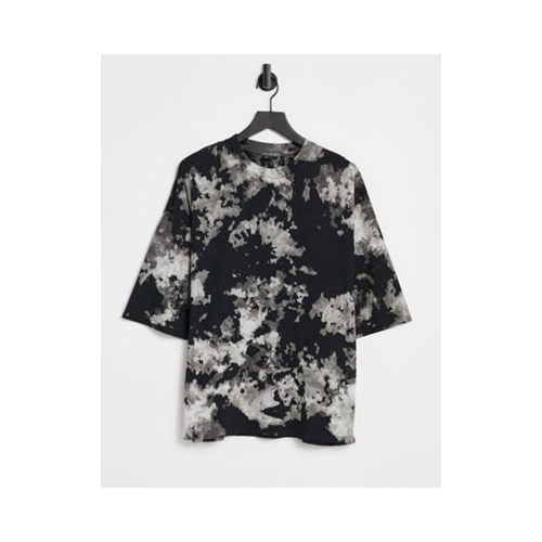 Черная oversized-футболка из плотного трикотажа с принтом тай-дай ASOS DESIGN-Черный цвет