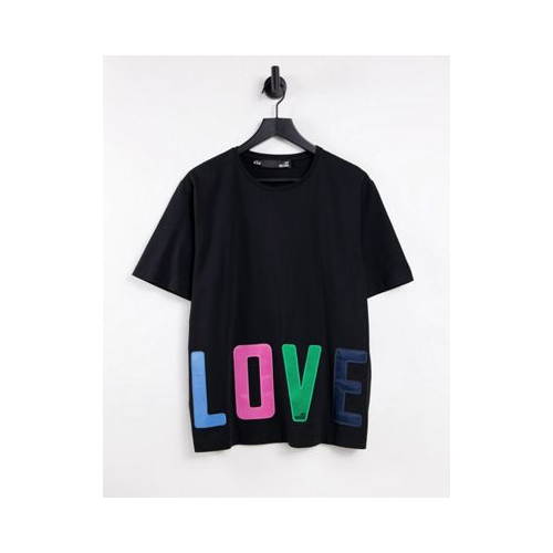 Черная oversized-футболка с большой надписью "Love" Love Moschino-Черный цвет