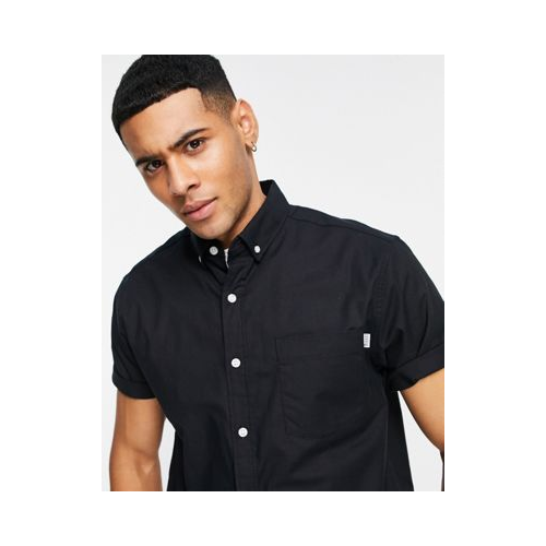 Черная оксфордская рубашка классического кроя с короткими рукавами Topman-Черный цвет