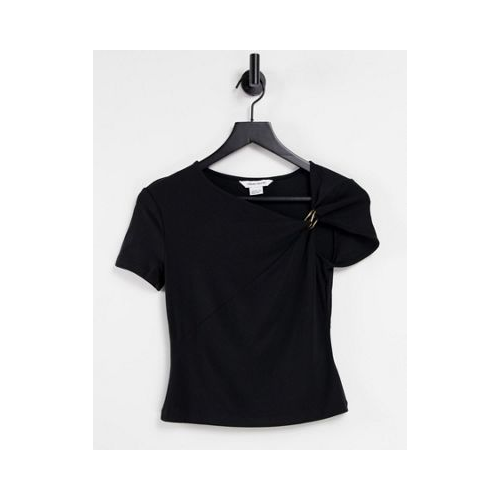 Черная асимметричная футболка в рубчик Urban Revivo-Черный цвет