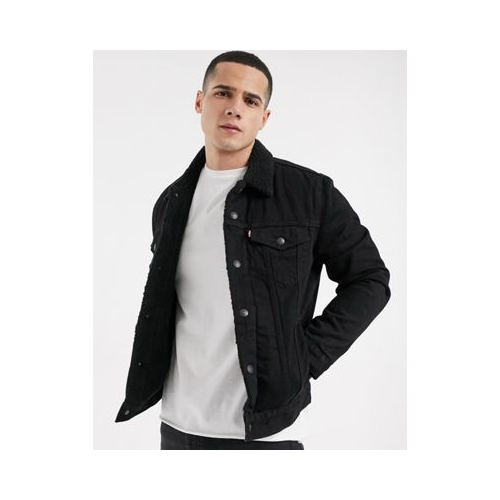 Черная джинсовая куртка с подкладкой из искусственного меха Levi's type 3-Черный цвет