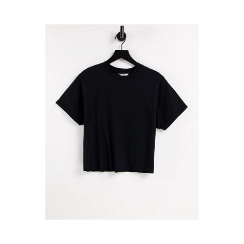 Черная футболка из органического хлопка с короткими рукавами с подвернутыми манжетами Miss Selfridge-Черный цвет