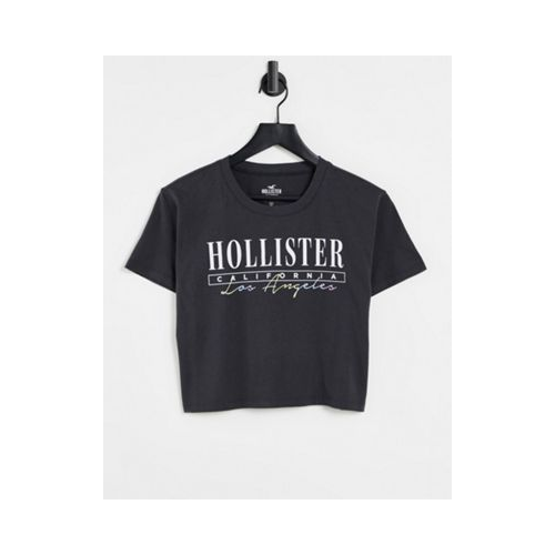 Черная футболка с логотипом Hollister