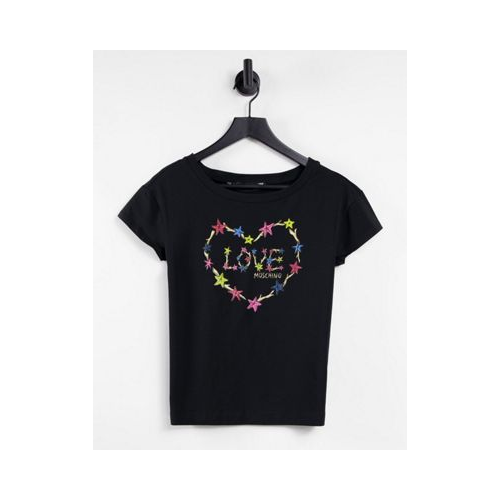Черная футболка с логотипом в форме сердца Love Moschino-Черный цвет