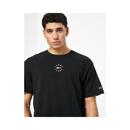 Черная футболка с маленьким круглым логотипом Tommy Jeans