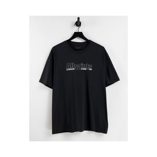 Черная футболка с принтом логотипа AllSaints Hollowpoint-Черный цвет