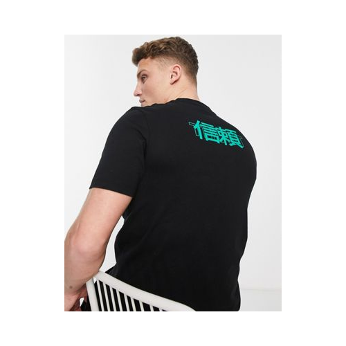 Черная футболка с текстовым принтом на спине ASOS DESIGN