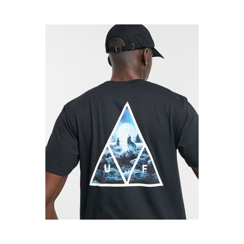 Черная футболка с волком и треугольным принтом HUF-Черный цвет