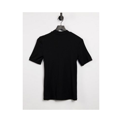 Черная футболка с высоким воротом PIECES-Черный цвет