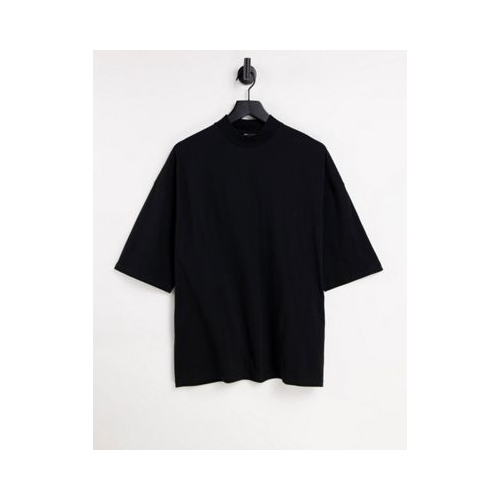 Черная футболка в стиле oversized с высоким воротом ASOS DESIGN-Черный цвет