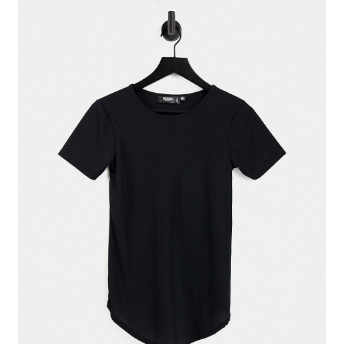 Черная футболка в рубчик с круглым вырезом Missguided Maternity-Черный цвет