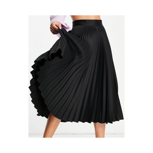 Черная плиссированная юбка миди Closet London-Черный цвет