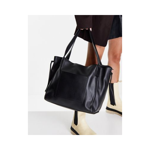 Черная сумка-шопер с акцентным карманом NA-KD