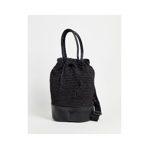 Черная соломенная сумка со шнурком SVNX-Черный цвет