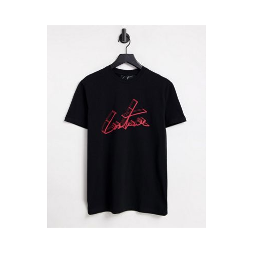 Черная узкая футболка с принтом-подписью с 3D-эффектом The Couture Club-Черный цвет