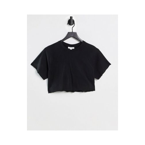 Черная укороченная футболка с рукавами реглан Topshop-Черный цвет