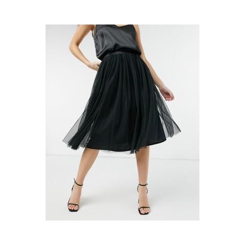 Черная юбка миди из тюля Lace & Beads-Черный цвет