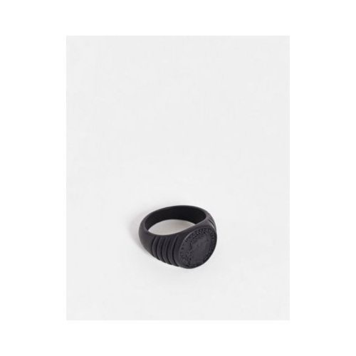 Черное матовое кольцо-печатка в виде монеты с тисненой отделкой ASOS DESIGN-Черный цвет