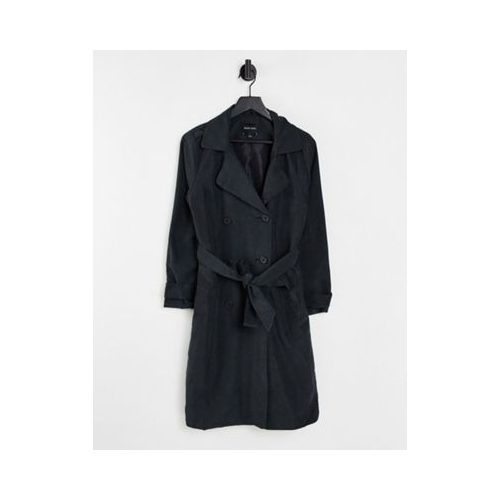 Черное пальто макси с поясом Brave Soul Vanity-Черный цвет