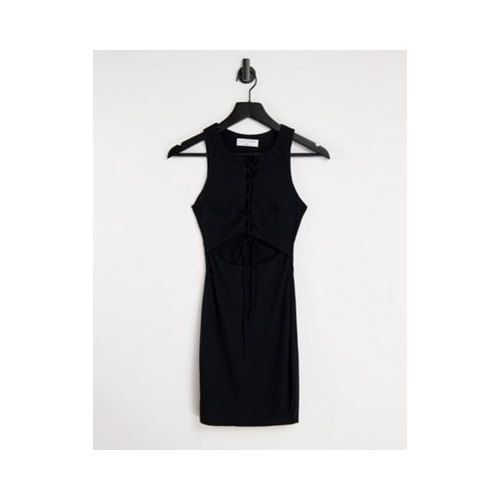 Черное платье мини на шнуровке с вырезом Ei8th Hour-Черный цвет