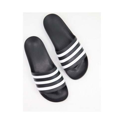 Черно-белые шлепанцы adidas Training Adilette-Черный цвет