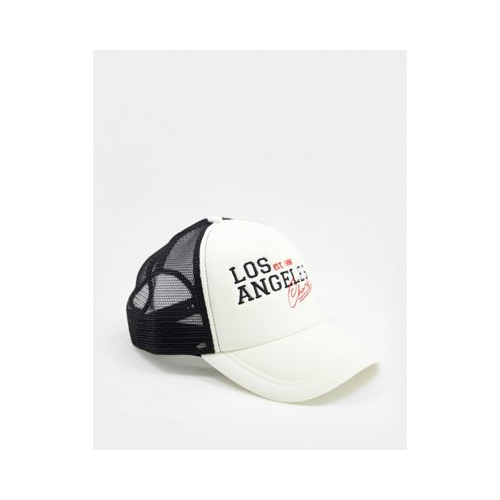 Черно-белая кепка с вышивкой названия города ASOS DESIGN-Черный цвет