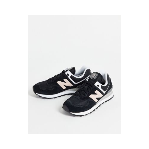 Черно-розовые кроссовки New Balance 574-Черный цвет