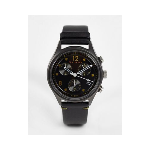 Черные часы с зернистым кожаным ремешком Ted Baker-Черный цвет