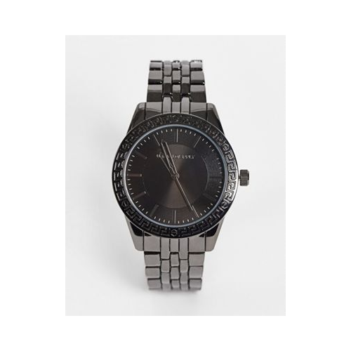Черные часы с дизайном в виде греческой волны, браслетом шириной 41 мм и заклепками ASOS DESIGN-Черный цвет