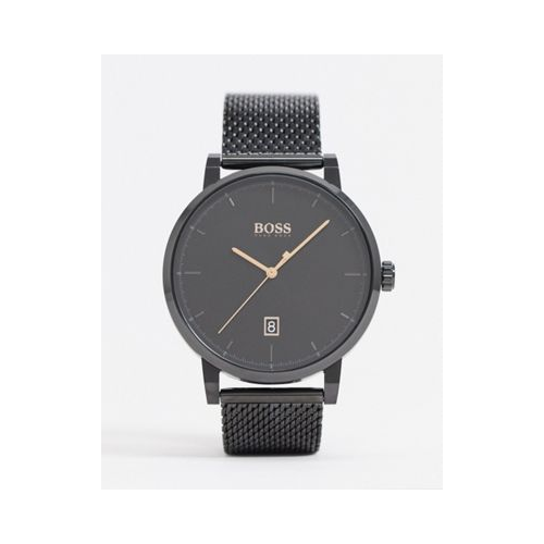 Черные часы с сетчатым ремешком BOSS 1513810-Черный цвет
