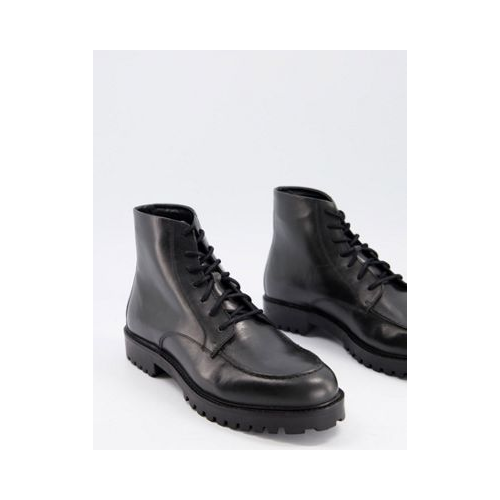 Черные ботинки из вощеной кожи Walk London Sean Heritage-Черный цвет