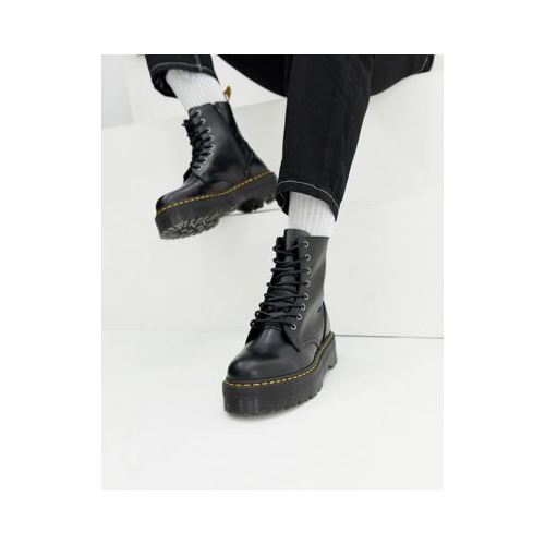 Черные ботинки на платформе с 8 парами люверсов Dr Martens Jadon