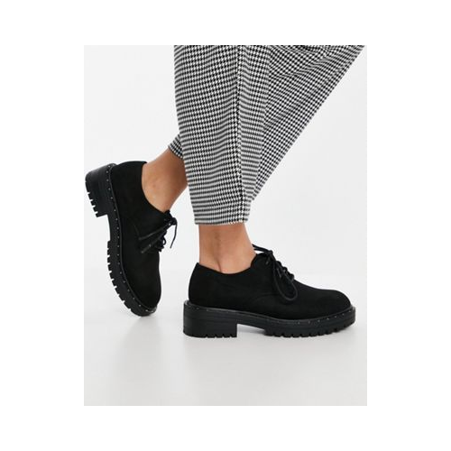 Черные ботинки на шнуровке из искусственной замши schuh Leona-Черный цвет