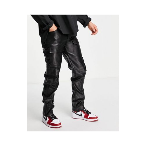 Черные брюки карго из искусственной кожи Mennace-Черный цвет