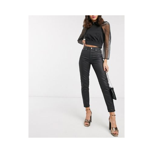 Черные джинсы в винтажном стиле с покрытием Topshop-Черный цвет