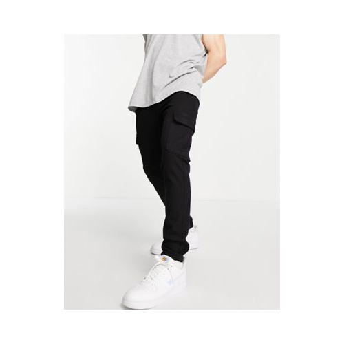 Черные джинсы-морковки с карманами карго LDN DNM-Черный цвет