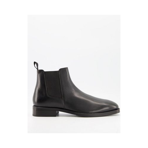 Черные кожаные ботинки челси Moss London-Черный цвет