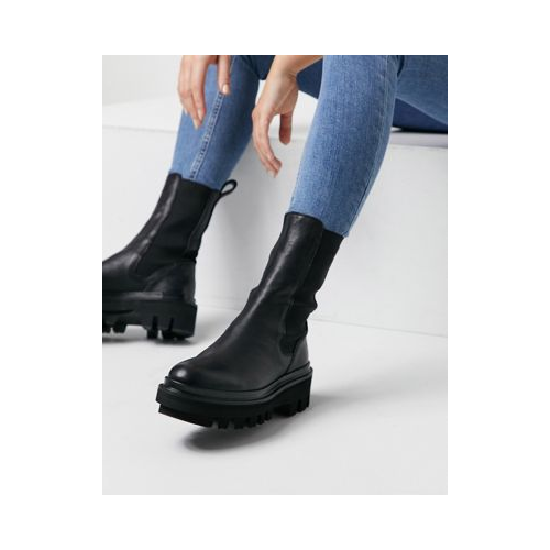 Черные кожаные массивные ботинки челси AllSaints Billie Tall-Черный цвет