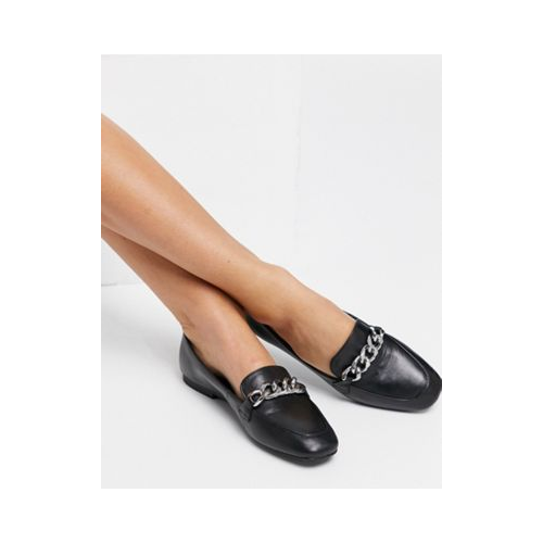 Черные кожаные туфли на плоской подошве без застежки с цепочкой Steve Madden Kayson-Черный цвет