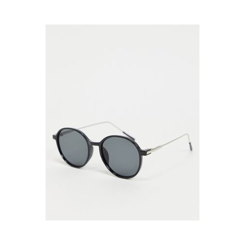 Черные круглые солнцезащитные очки в пластиковой оправе My Accessories London-Черный цвет